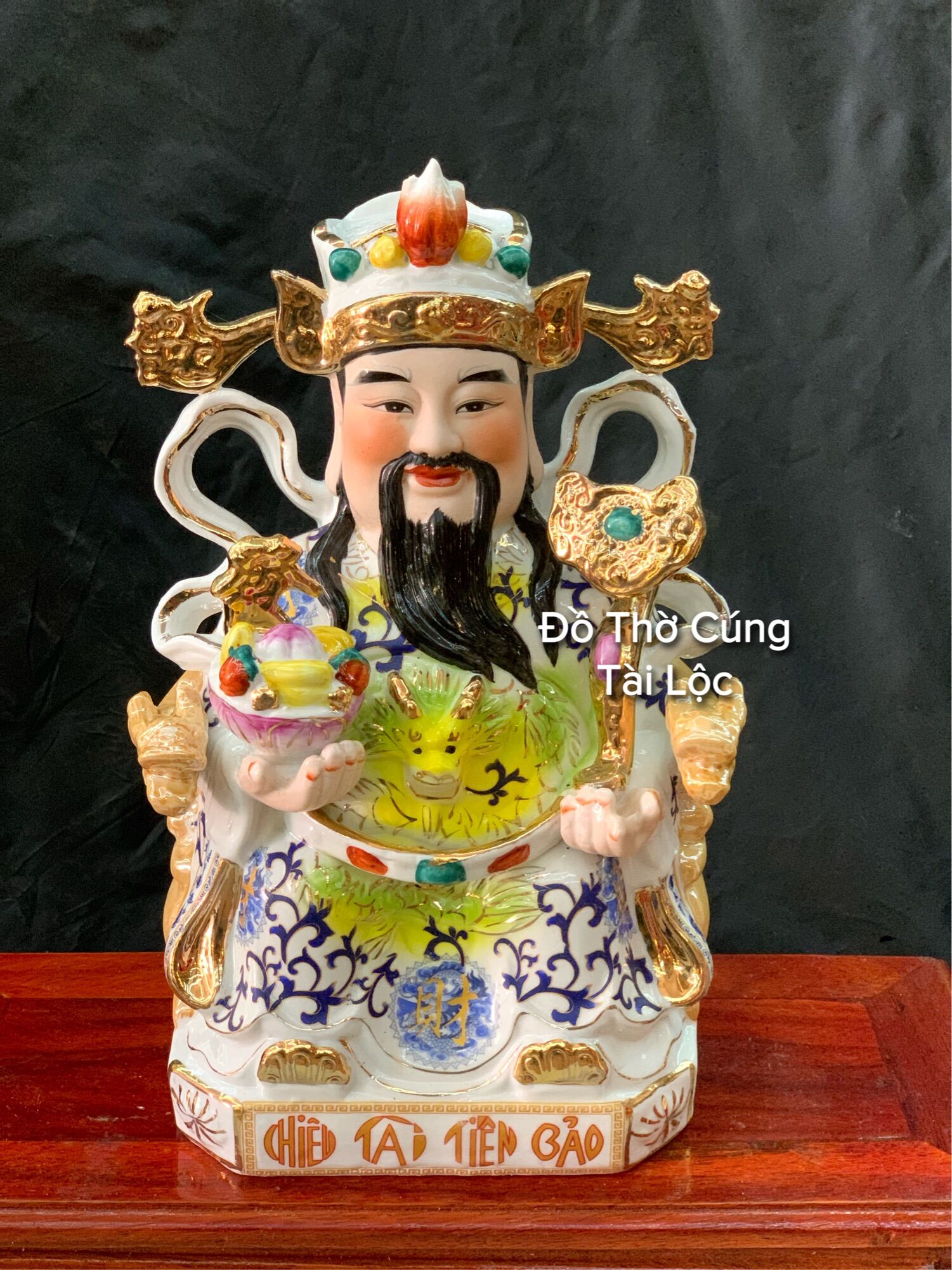 Tượng thần tiền/ông đại phát gấm cao 25cm gốm sứ cao cấp, ông thần phát gấm cao cấp