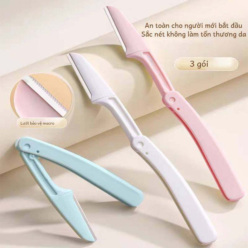 3 Di Động Tỉa Lông Mày Lưỡi Dao Bằng Thép Không Gỉ Có Thể Gập Lại Dao Cạo Dành Cho Nữ Trang Điểm An Toàn Lông Mày Shaper Dụng Cụ