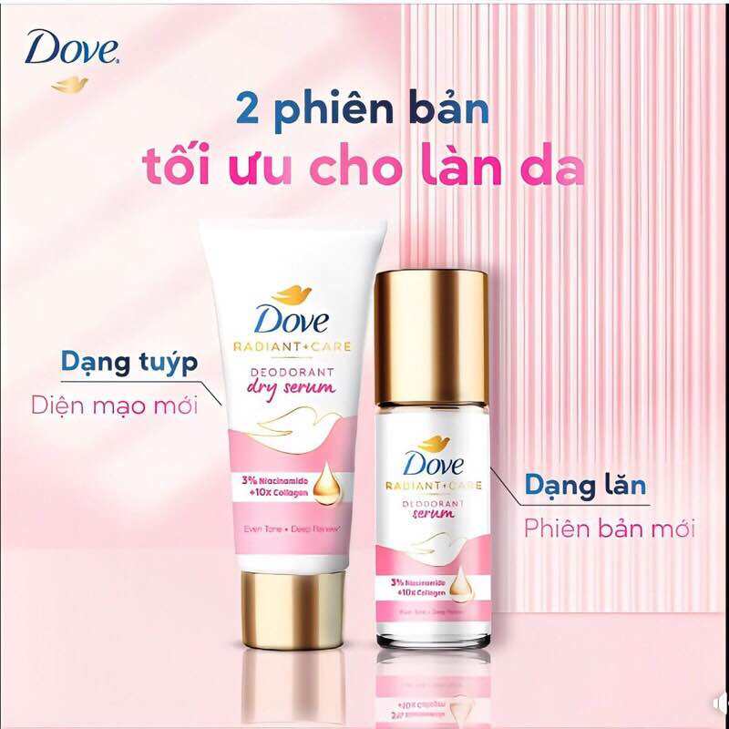 Combo lăn nách Dove và serum dưỡng sáng mờ thâm Dove 40ml 3% Niacinamide + 10X Collagen ngăn mùi hôi nách và dưỡng sáng mờ thâm vùng da dưới cánh tay hiệu quả giúp bạn thơm thơ và tự tin suốt một ngày dài.