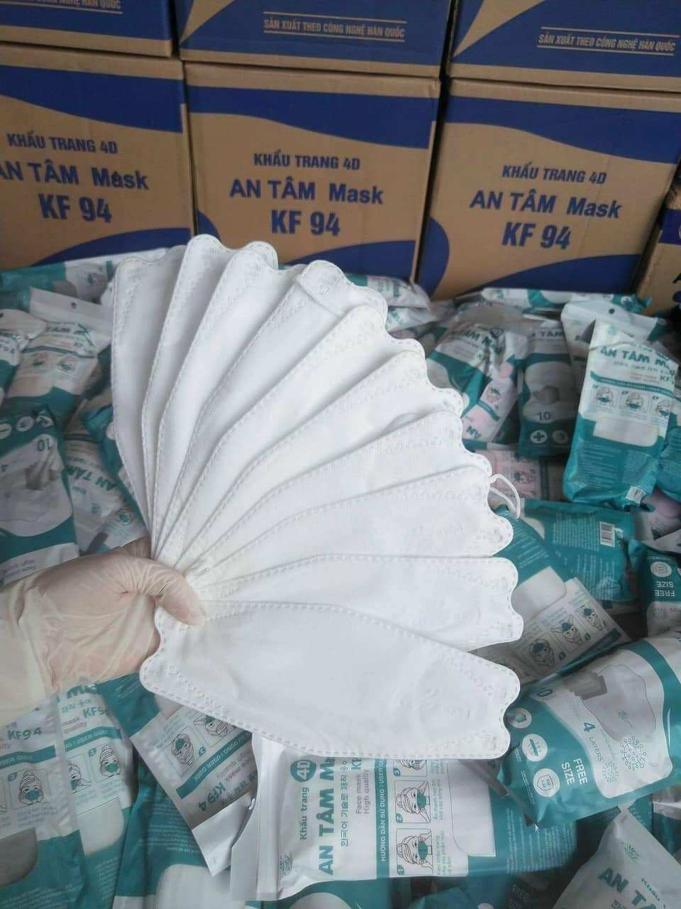 Khẩu Trang Kf94 An Tâm màu trắng1thùng 300c hàng kháng khuẩn cao cấp