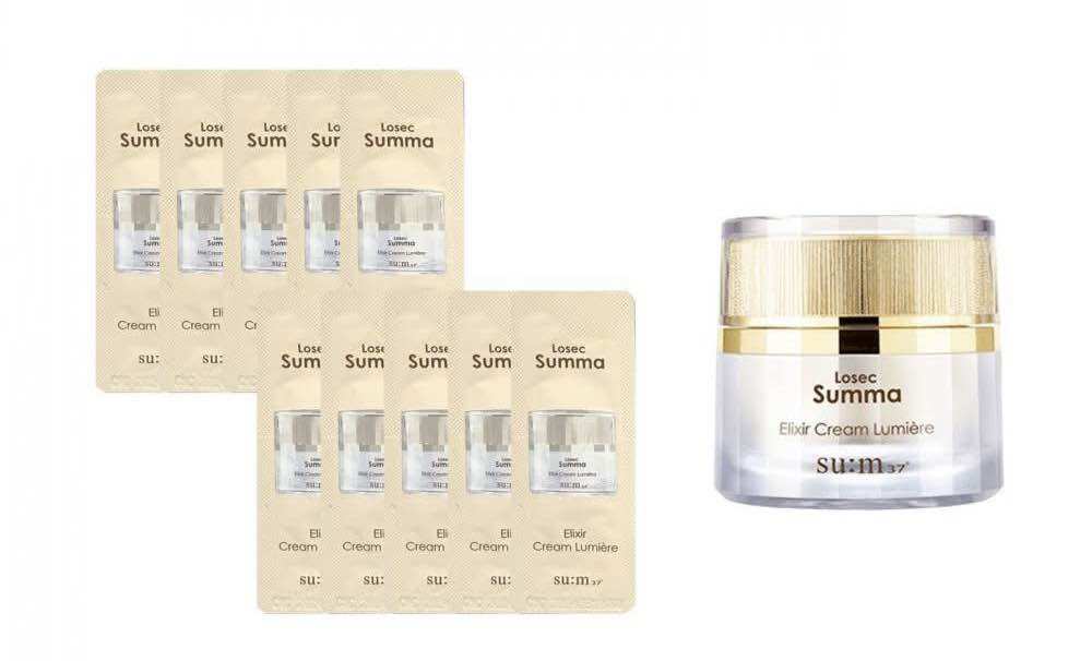 Combo 10 gói Kem dưỡng trắng da mờ nám Sum losec summa elixir cream gói 1ml