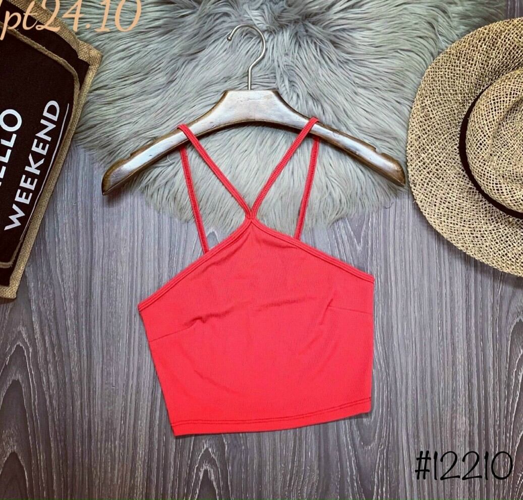 ÁO CROPTOP ĐÍNH DÂY CỔ YẾM FORM 45KG(U)