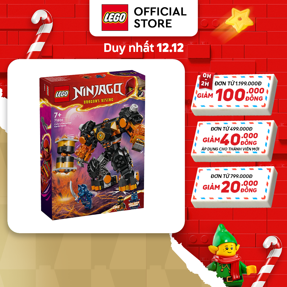 LEGO NINJAGO 71806 Đồ chơi lắp ráp Chiến giáp của Cole (235 chi tiết)