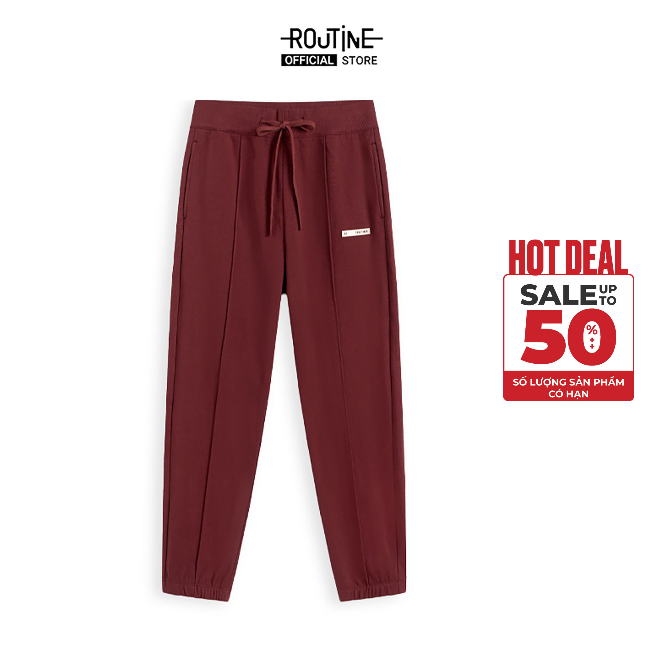 Quần Nỉ Unisex Chun Gấu Gân Trước Trơn Form Jogger - Routine 10F23PKNU001