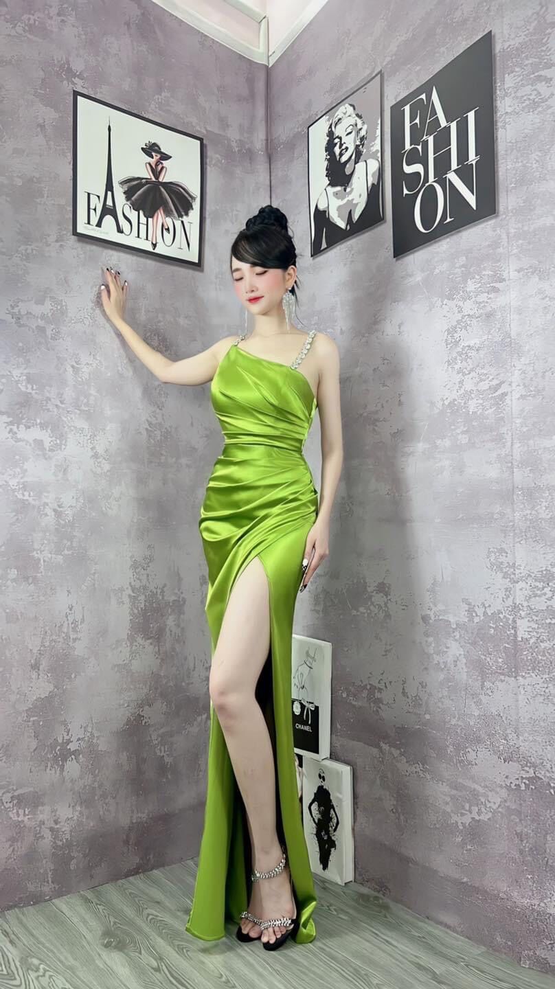 đầm dạ hội xéo vai dây đá xẻ tà đi tiệc