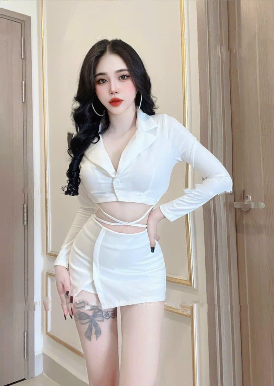 SƯT VÁY VEST PHỐI DÂY BUỘC EO XẺ ĐÙI.