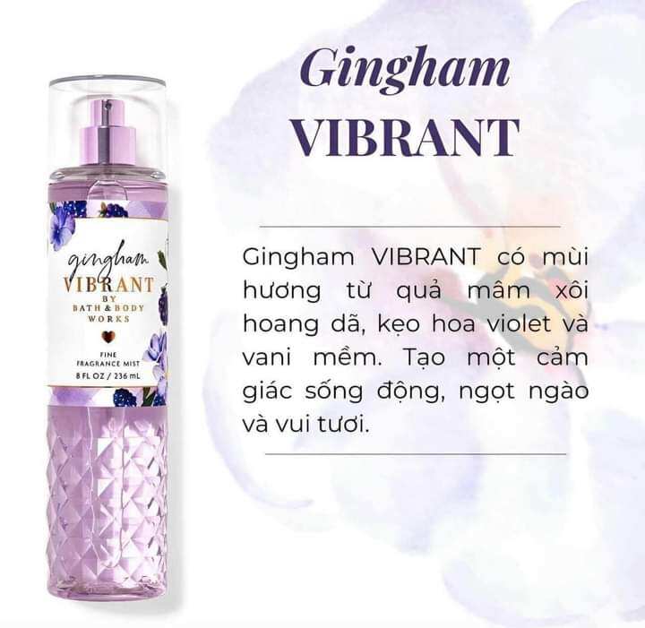 AUTH XỊT THƠM BODYMIST BATH&BODY WORKS GINGHAM VIBRANT