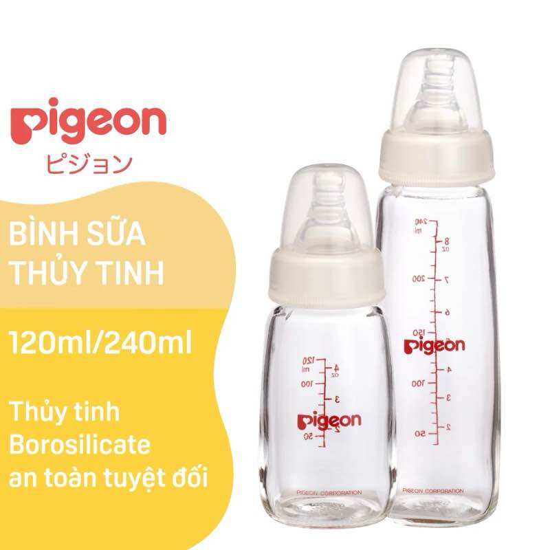Bình Sữa Thủy Tinh Cổ Hẹp Pigeon 120ml /240ml
