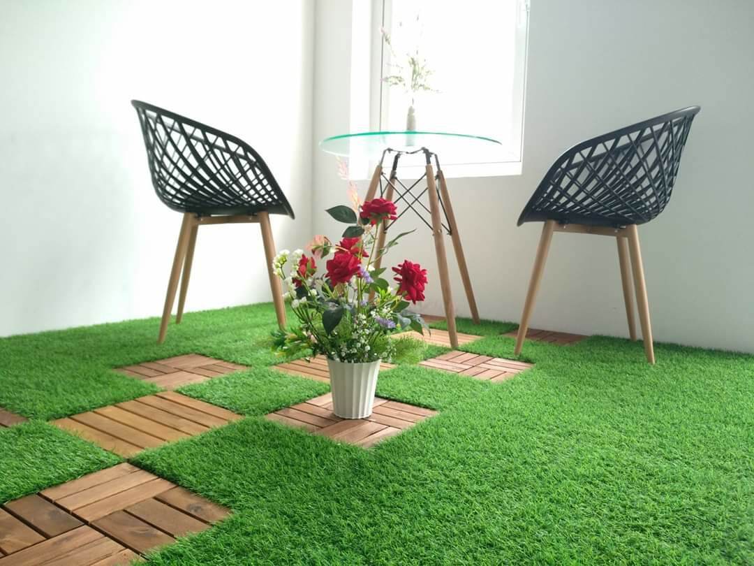 6 MÉT Vuông Thảm cỏ nhân tạo loại đẹp Xanh lá cỏ - Kích Thước tấm 2m*3m Cỏ Cao 2cm