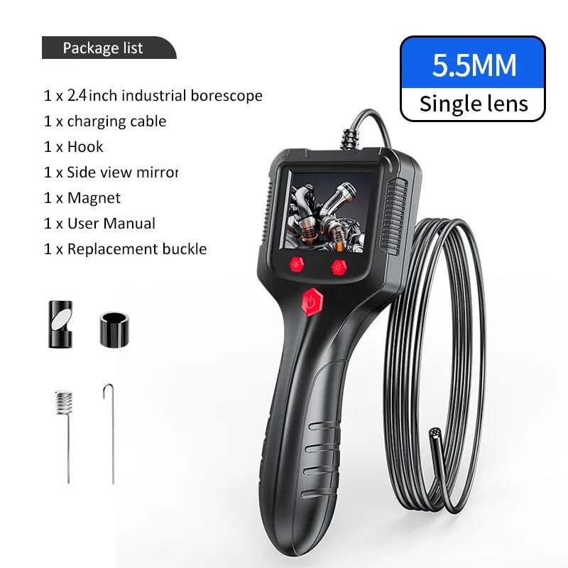 Camera nội soi cầm tay với màn hình ips hd 2.4 inch camera rắn di động với 6 đèn led để kiểm tra nội soi xe cống
