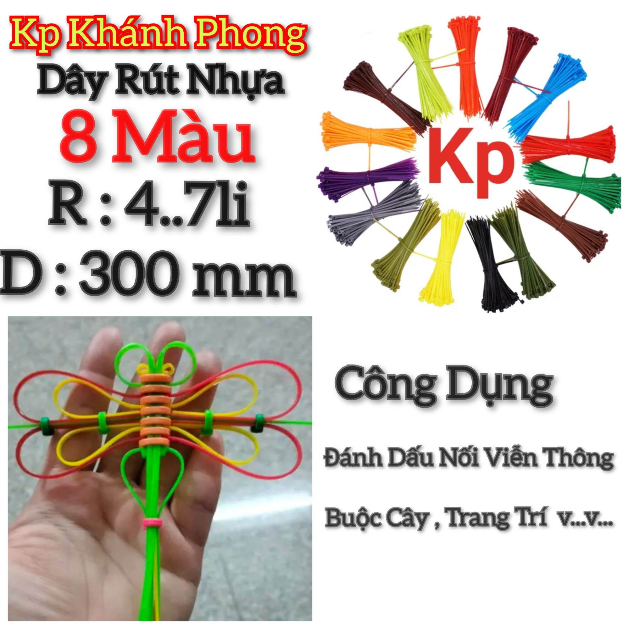 Bịch 💯 sợi dây rút nhựa 8 màu 8x300