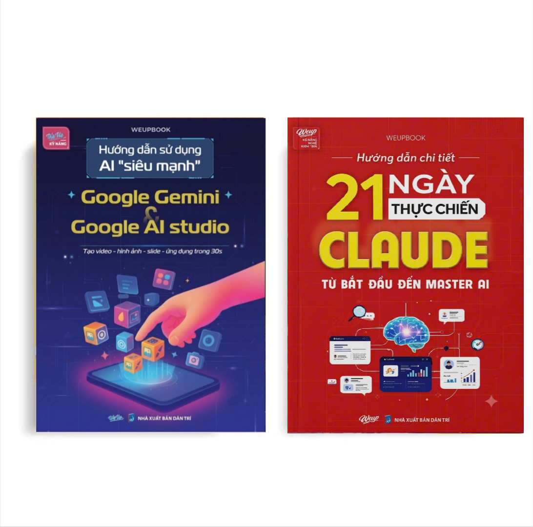 Combo 2 Cuốn 21 Ngày Thực Chiến Claude và Hướng Dẫn Sử Dụng AI Siêu Mạnh Google Gemini & Google AI Studio