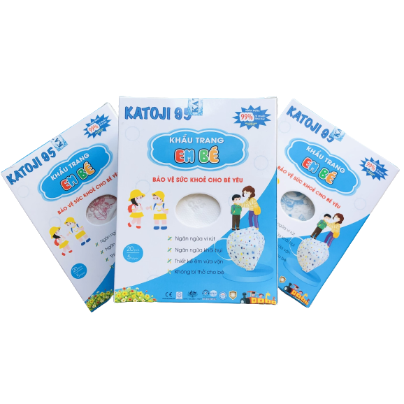 Khẩu trang trẻ em 5 lớp màu trắng Katoji 95