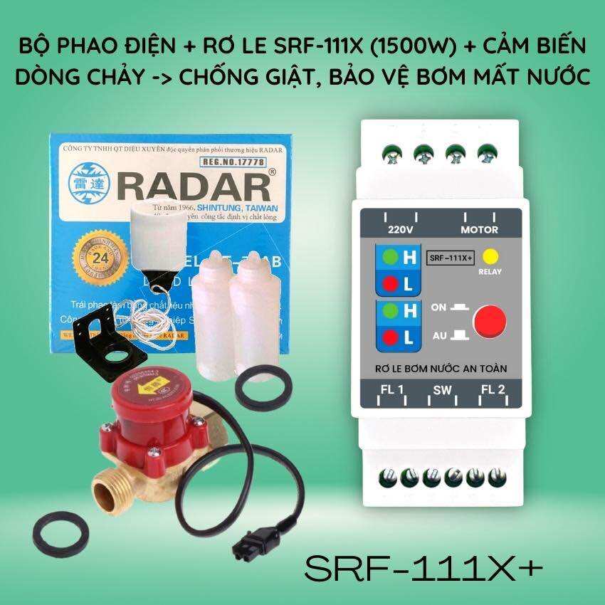 Bộ điều khiển bơm nước an toàn gồm: công tắc cảm biến dòng chảy + phao điện + rơ le srf-111x plus