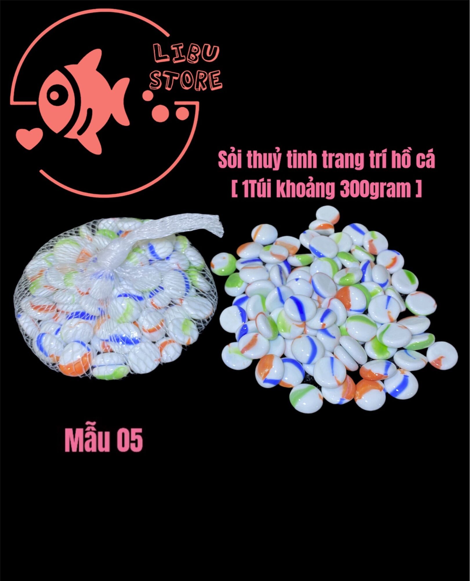 Sỏi thuỷ tinh nhiều màu trang trí bể cá - chậu cây cảnh