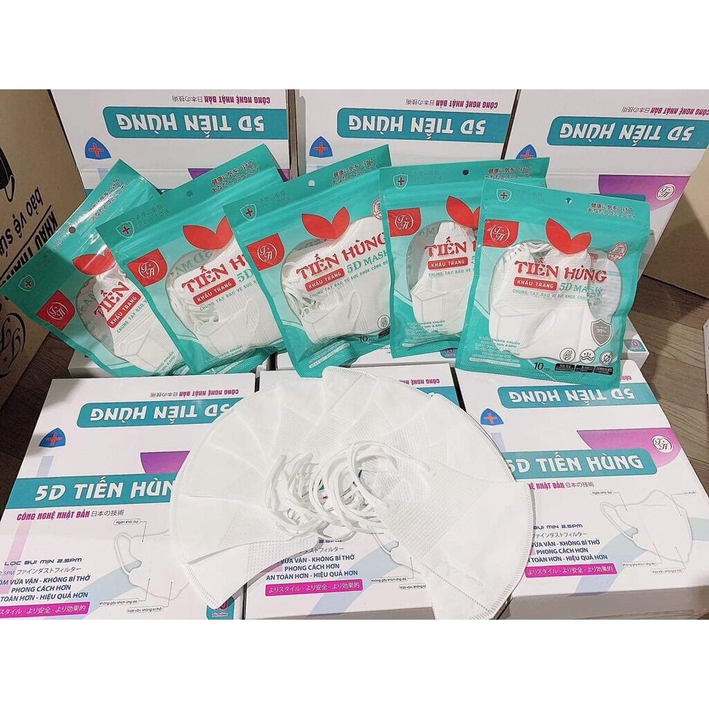 Khẩu trang 5d người lớn Tiến Hùng hàng chính hãng-Thùng 100 cái
