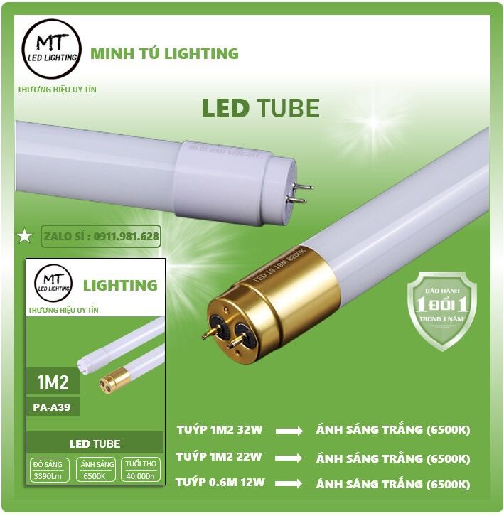 COMBO 5 Bóng đèn Led tuýp 1m2 32w ánh sáng trắng