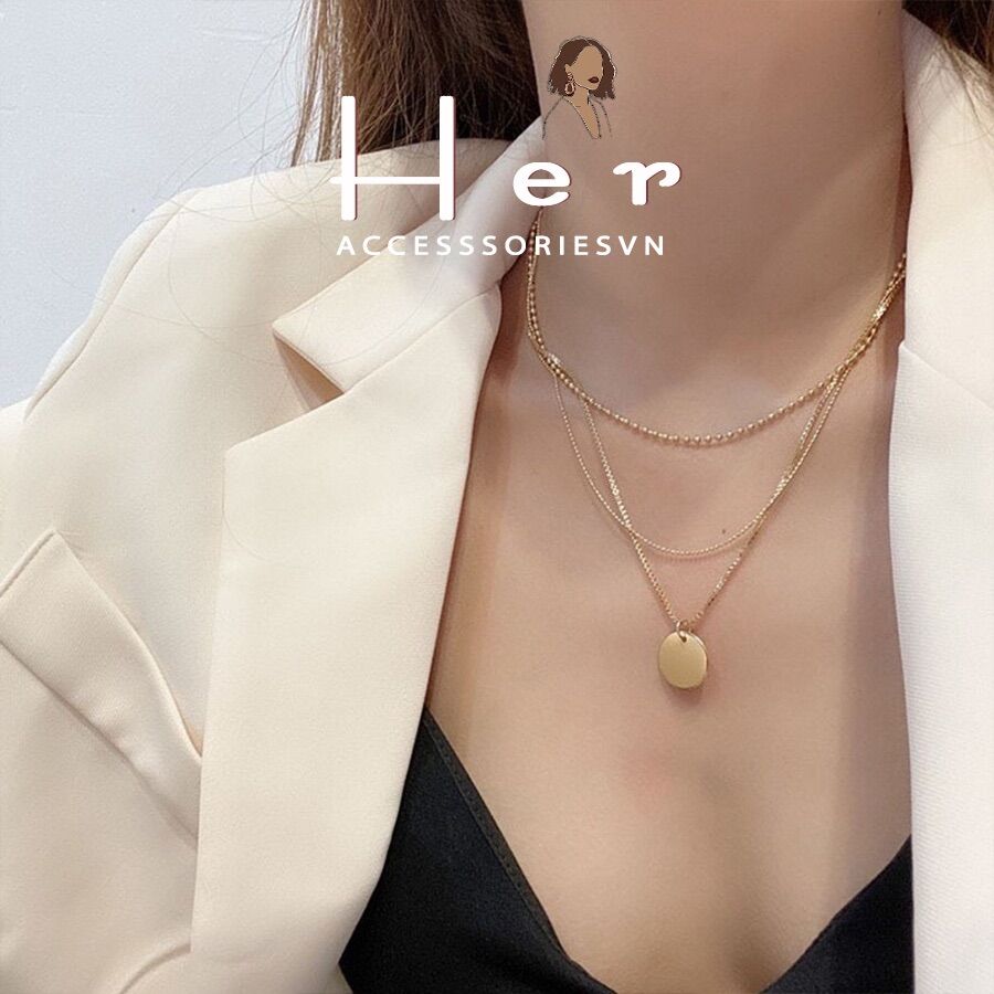 Dây chuyền nữ, vòng cổ chocker 3 tầng phong cách Vintage Her Accessories | C7