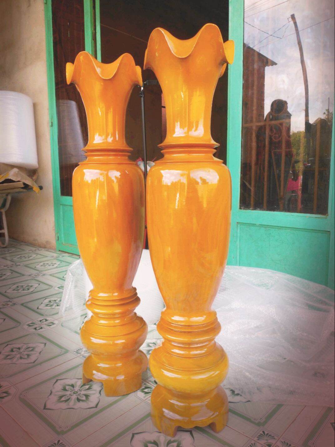 đôi lục bình gỗ mít cao 1m07