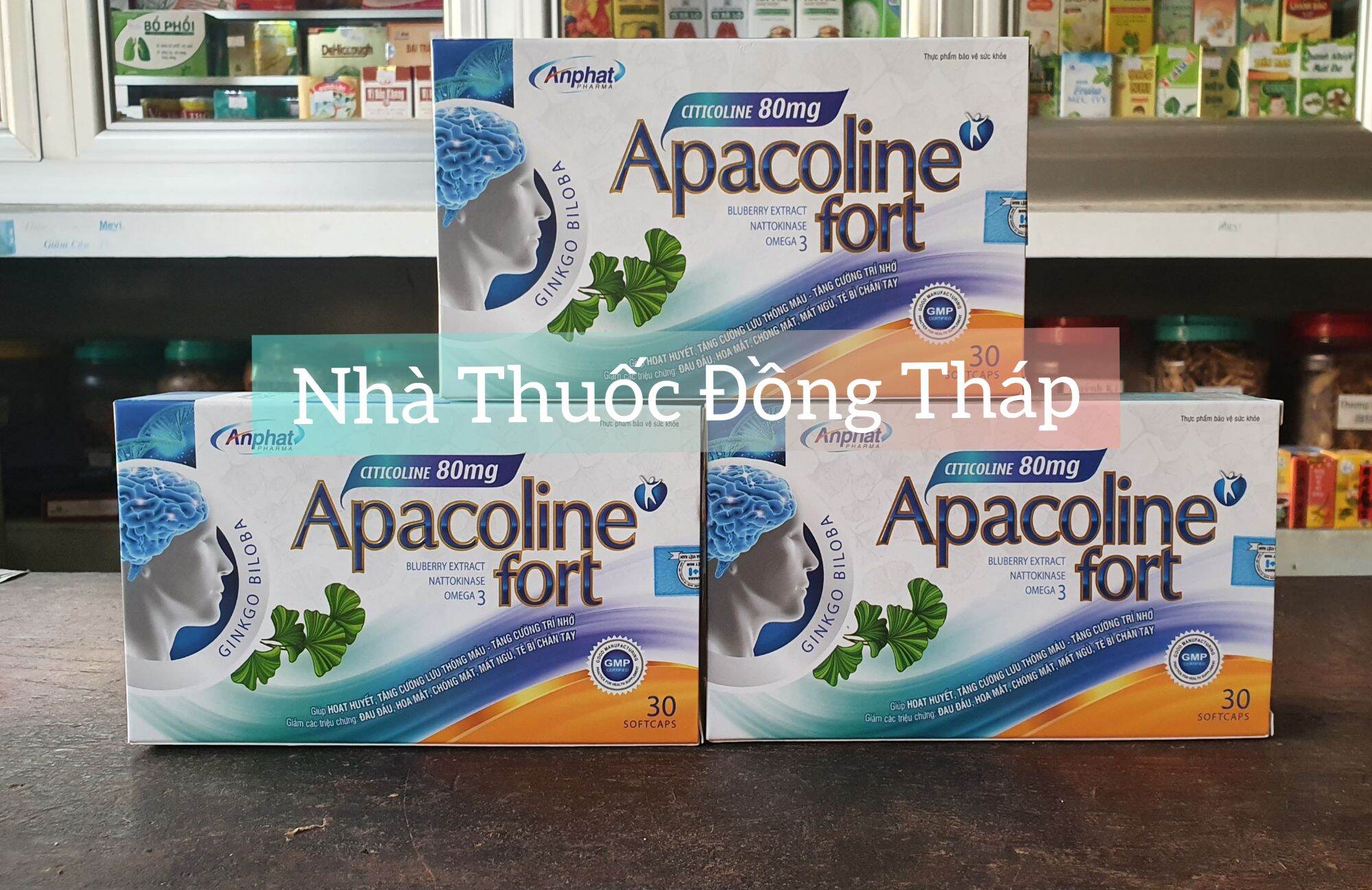 VIÊN BỔ NÃO APACOLINE FORT - HỖ TRỢ ĐIỀU TRỊ ĐAU ĐẦU, HOA MẮT, CHÓNG MẶT, MẤT NGỦ, SUY GIẢM TRÍ NHỚ, TÊ BÌ TAY CHÂN