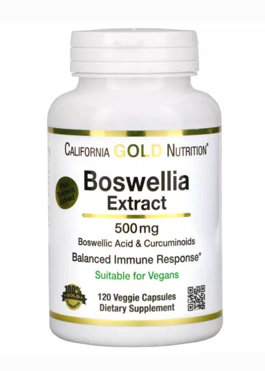 Kháng viêm tự nhiên California Gold Nutrition Boswellia Extract Plus Turmeric Extract 500 mg 120 Veggie Capsules thumbnail