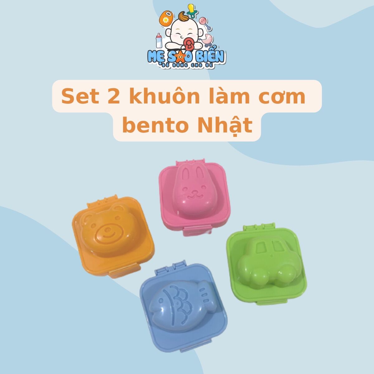 Set 2 khuôn làm cơm bento Nhật cho bé