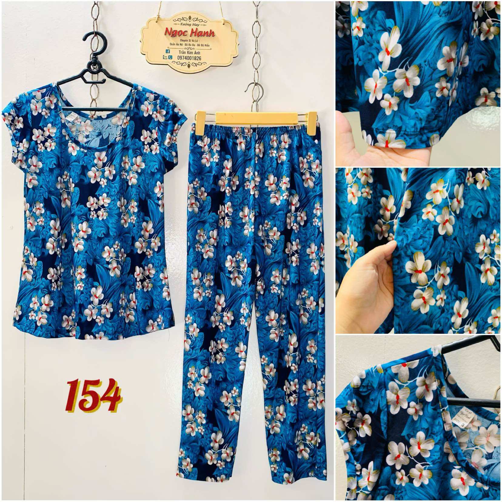 Đồ bộ nữ quần dài, vải thun tâm cao cấp, size 45kg đến 68kg, ms: 154 224