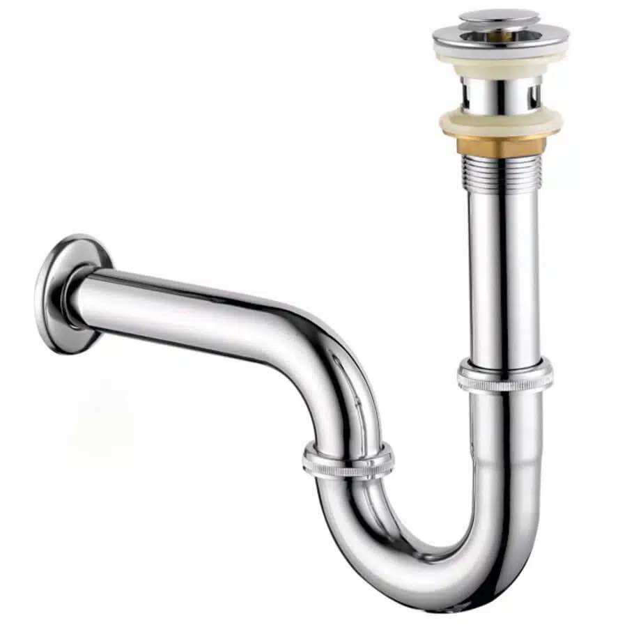 Bộ xi phông inox cổ liền, ống xả thoát nước chậu rửa mặt lavabo inox 304