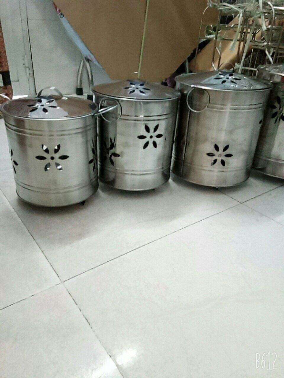 [HCM]Thùng đốt giấy inox tròn 23cm