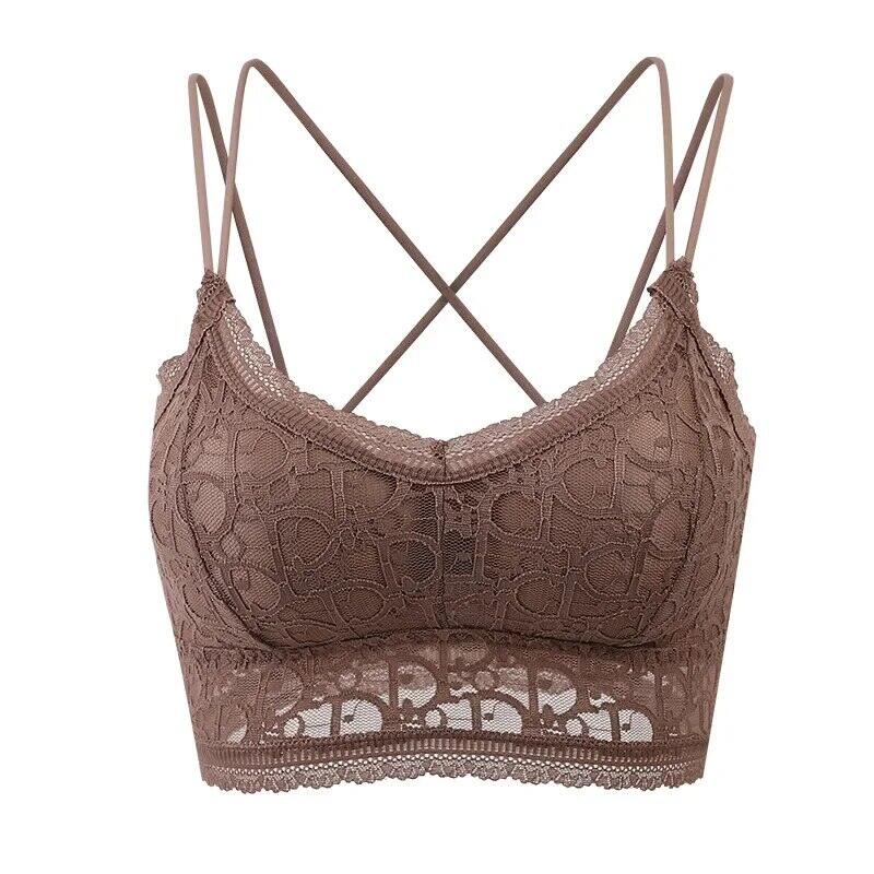 Dây đeo chéo ren hở lưng áo bralette top dây áo vest áo ngực nữ trẻ không dây thoải mái ống top