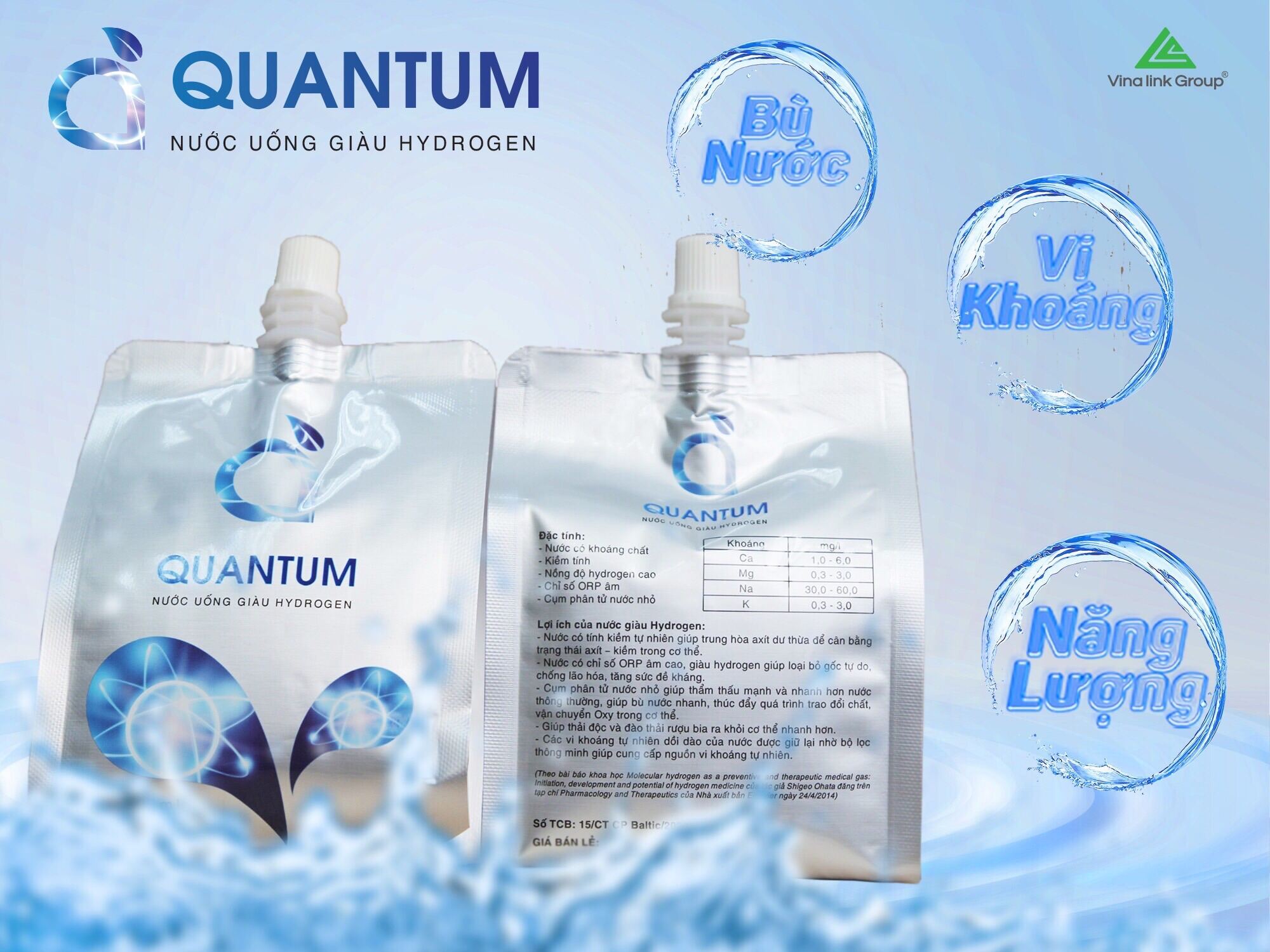 Nước Uống Quantum - Nước Ion Kiềm Giàu Hydrogen - Chống Oxy Hóa