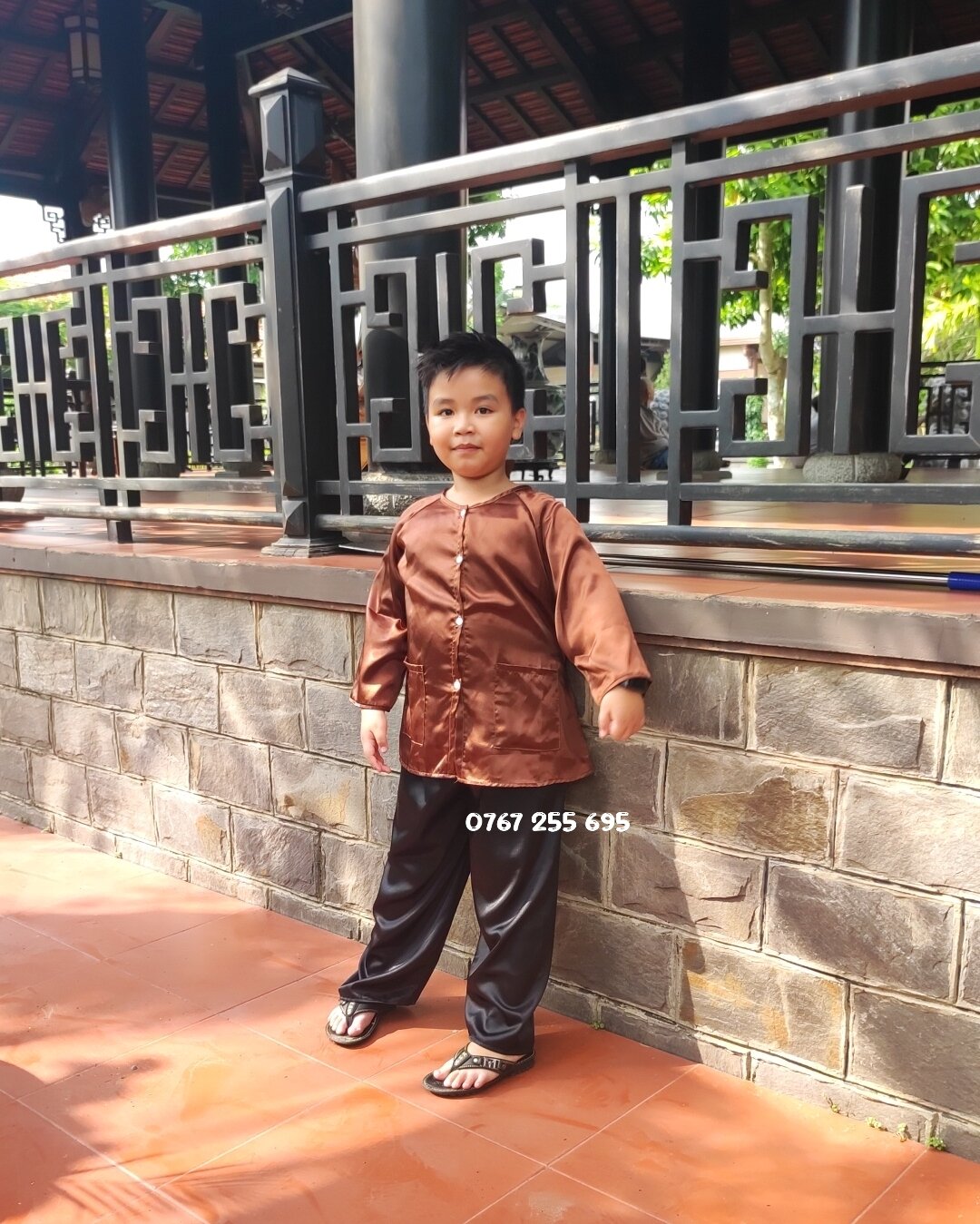 Bà ba nâu cho bé - quần đen
