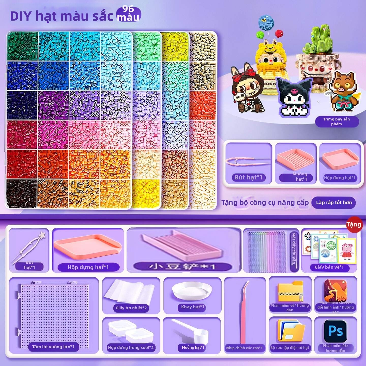 Bộ Đồ Chơi Học Tập DIY Với Hạt Đầy Đủ