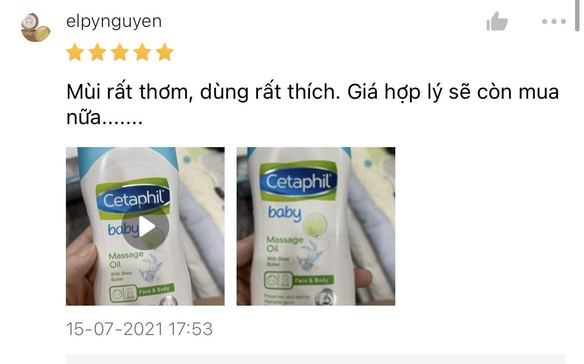 <Date: 11/2024> Dầu massage cho bé Cetaphil Baby Oil - 200ml (Mẫu mới)