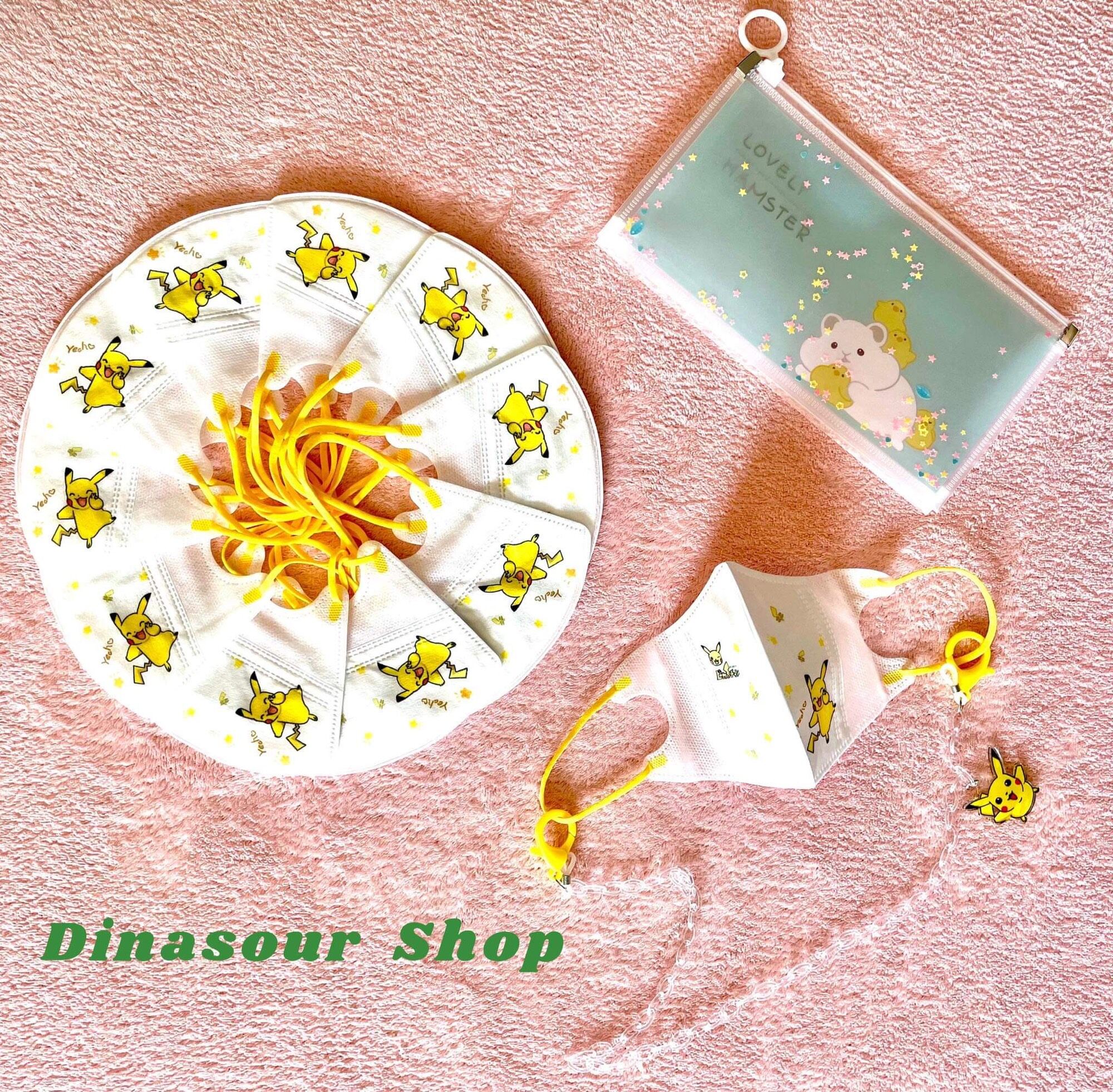 Khẩu trang pikachu cho bé + dây đeo