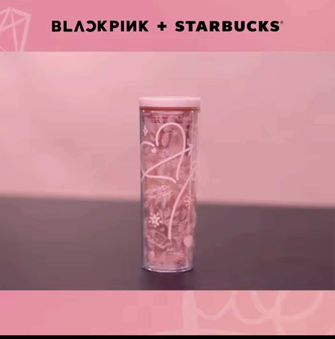 Bình starbucks 16oz blackpink dol pink n w