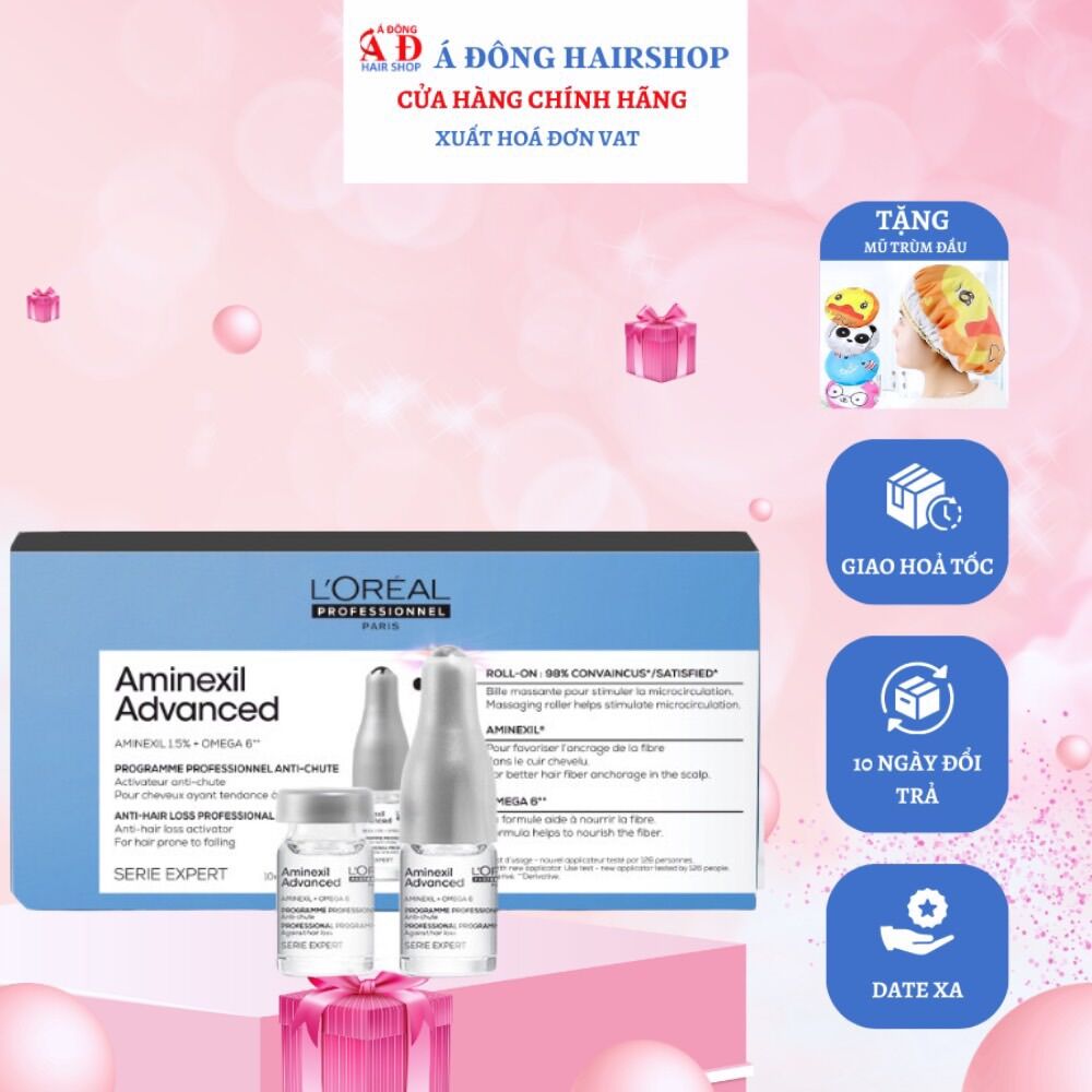 [+Tặng mũ trùm][L'oreal] [New 2023] Tinh chất hỗ trợ trị rụng tóc Loreal Aminexil Omega 6 chống rụng tóc hiệu quả 6mlx10 (SPAIN)