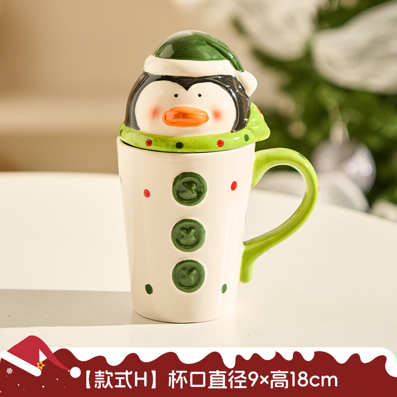 Cốc Gốm Đánh Dấu 3D Hoạt Hình Đáng Yêu Gấu Nhỏ Giáng Sinh Cốc Ăn Sáng Cốc Cà Phê Quà Tặng Nữ Đồ Trang Trí Giáng Sinh