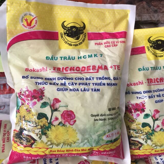 Phân hữu cơ vi sinh trichoderma+ te - gói 1kg đầu trâu