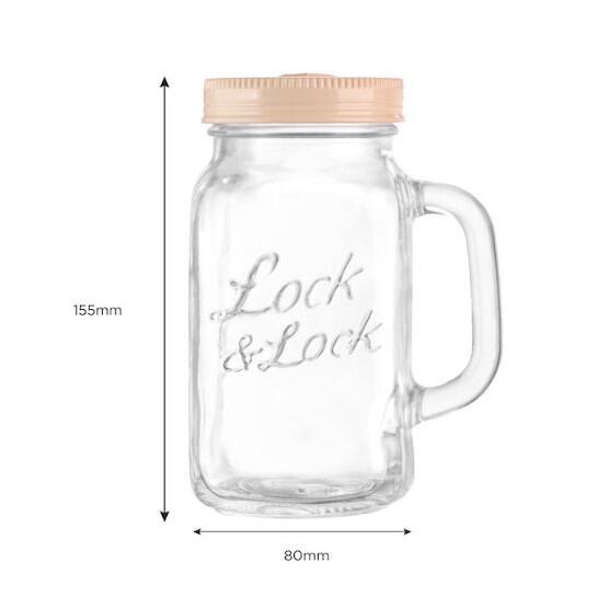 Bình Nước Thủy Tinh Detox Lock&Lock có Tay Cầm 630ml