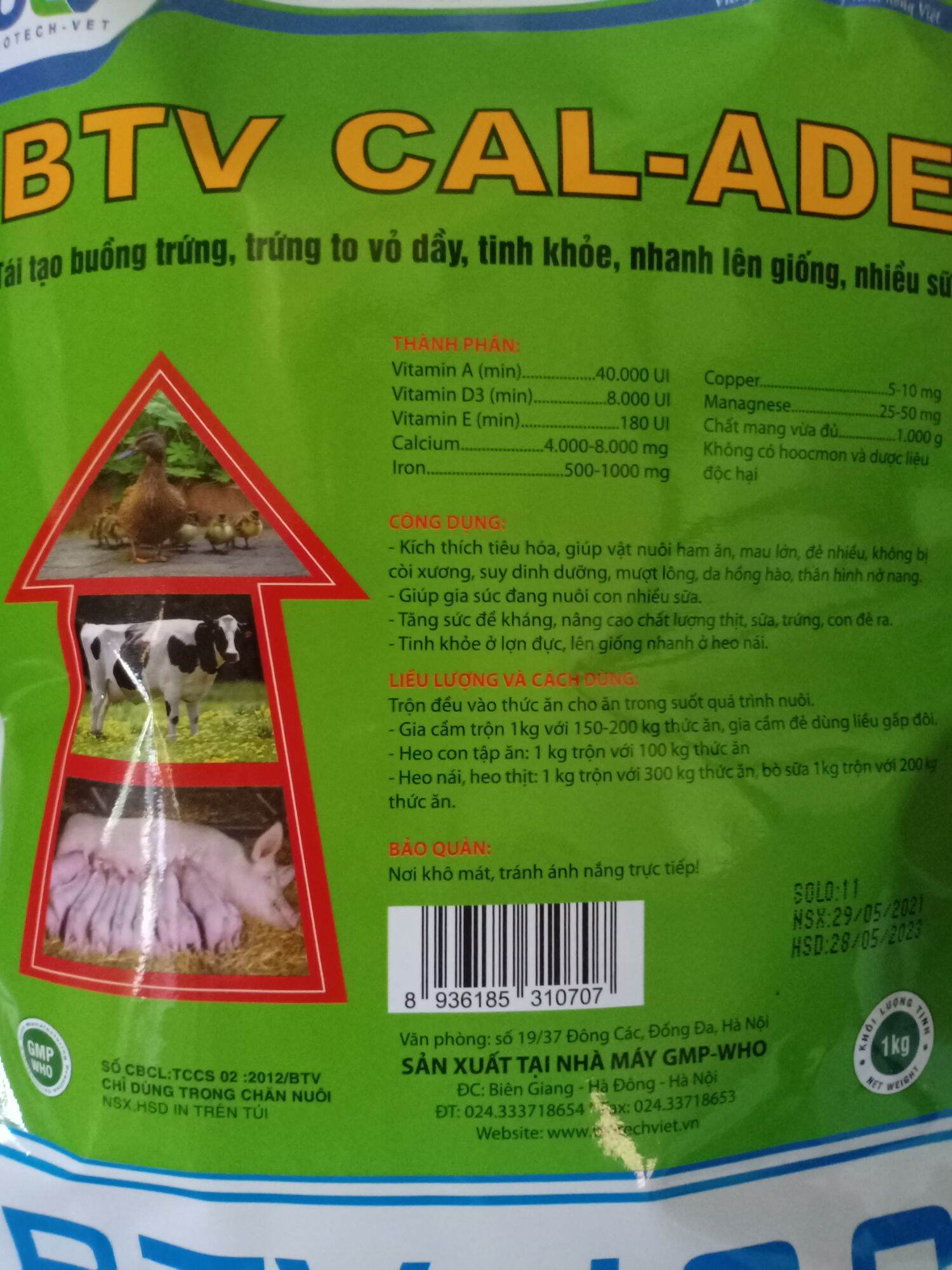 CANXI ADE 1 kg - bổ xung canxi khoáng cho gia súc, gia cầm