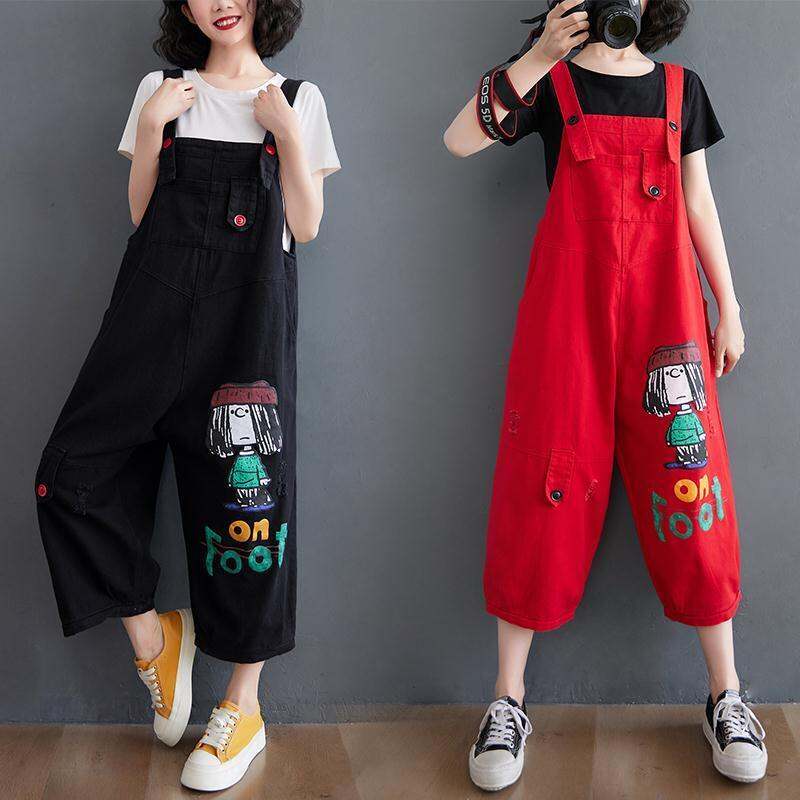 Quần Bò Cạp Cao Thoải Mái Rách Lỗ TVG In Hoạt Hình Thời Trang Quần Hoa Tây Rộng Rãi Lưng Cỡ Lớn Xuân Hè 2022