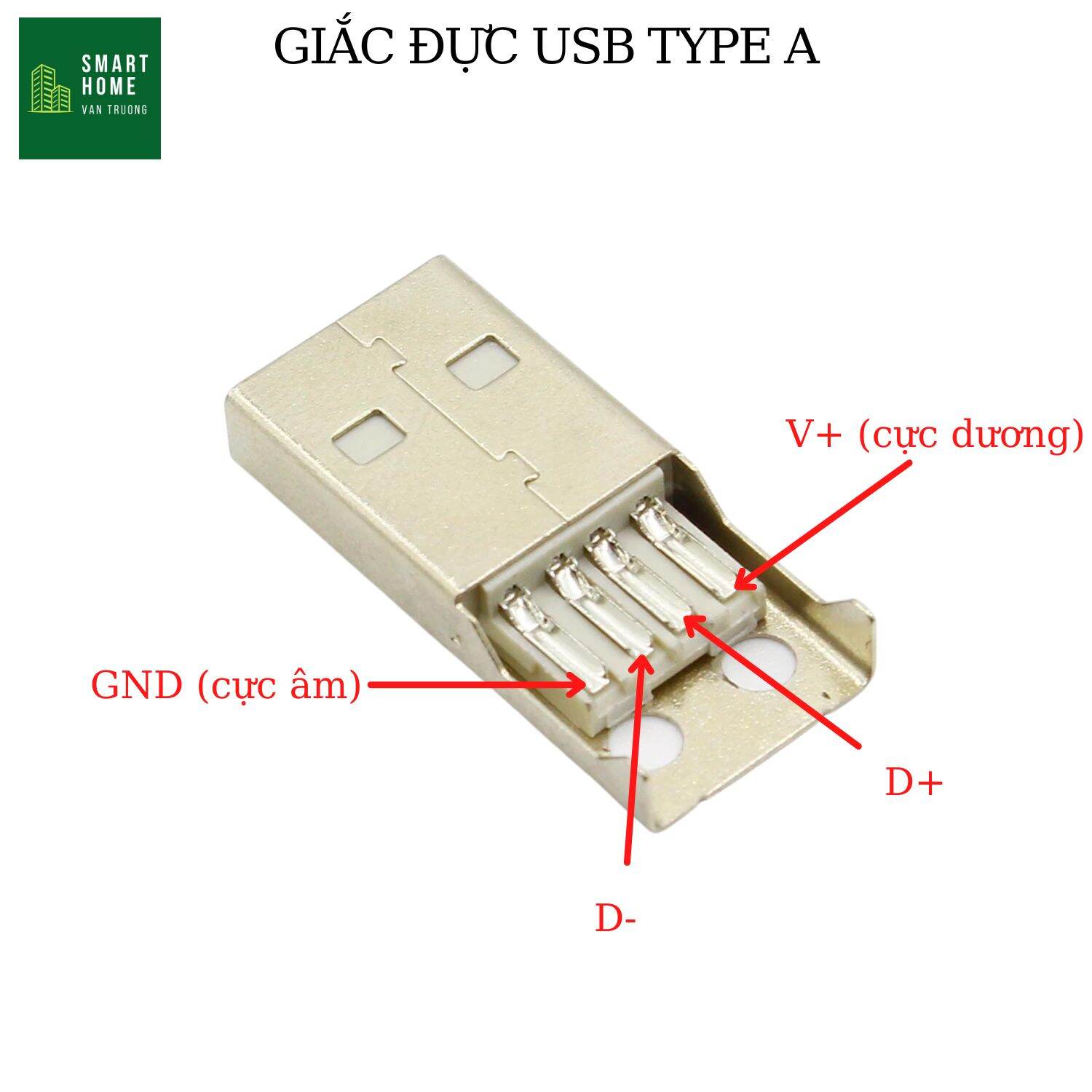 Bộ 2 Jack đực USB type A chế cáp sạc