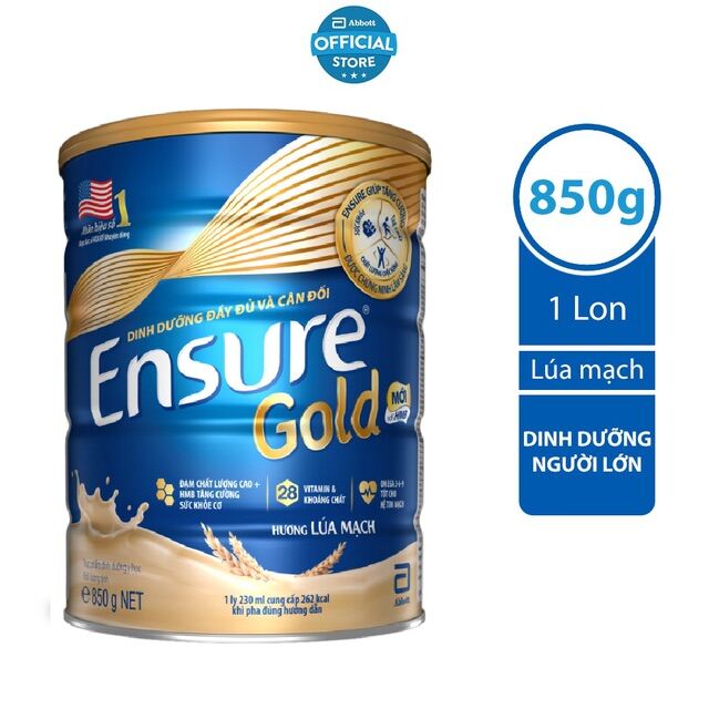 Sữa bột Ensure Gold Abbott (HMB) lúa mạch 850g