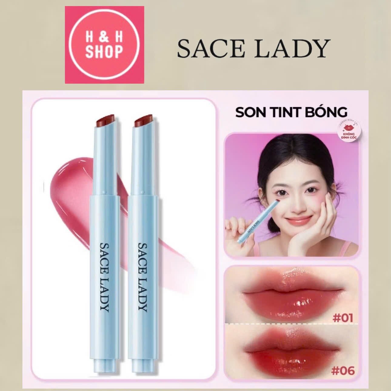 Son Tint bóng Sace Lady trang điểm môi lâu trôi
