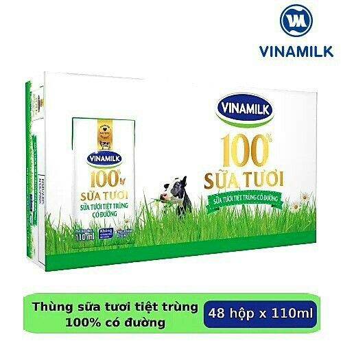Thùng sữa tươi tiệt trùng có đường Vinamilk 100% (48 hộp x 110ml)