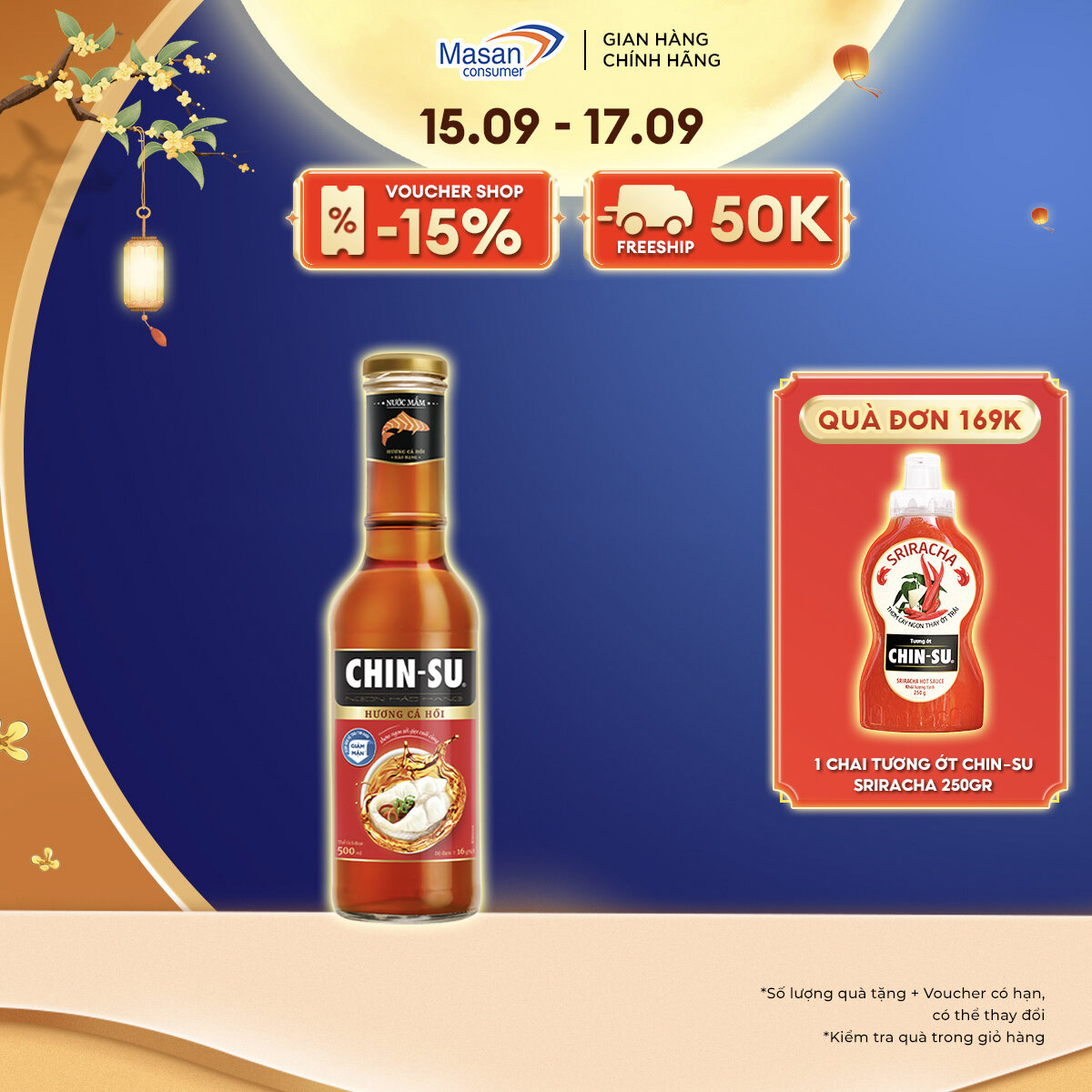 CHỈ TRONG 15.09 17.09 VOUCHER 15 CHO ĐƠN 199K Nước Mắm CHINSU Cá Hồi Đậm Đặc Chai 500ml