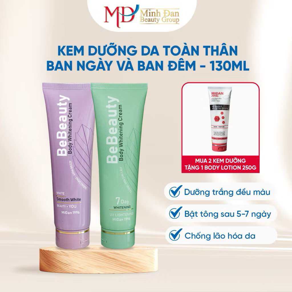 [TẶNG LOTION 250G]Bộ đôi Kem dưỡng da toàn thân BeBeauty Body Whitening Cream - 130ml