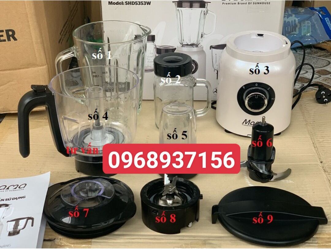 Phụ kiện - Linh kiện cối sinh tố cối nhựa xay thịt, cối nhựa khô,trục cối xay thịt ,dao xay, nắp đậy, gioăng sinh tố, hoa khế dao xay sinh tố cho xay sinh tố Sunhouse Mama SHD5353W SHD5353