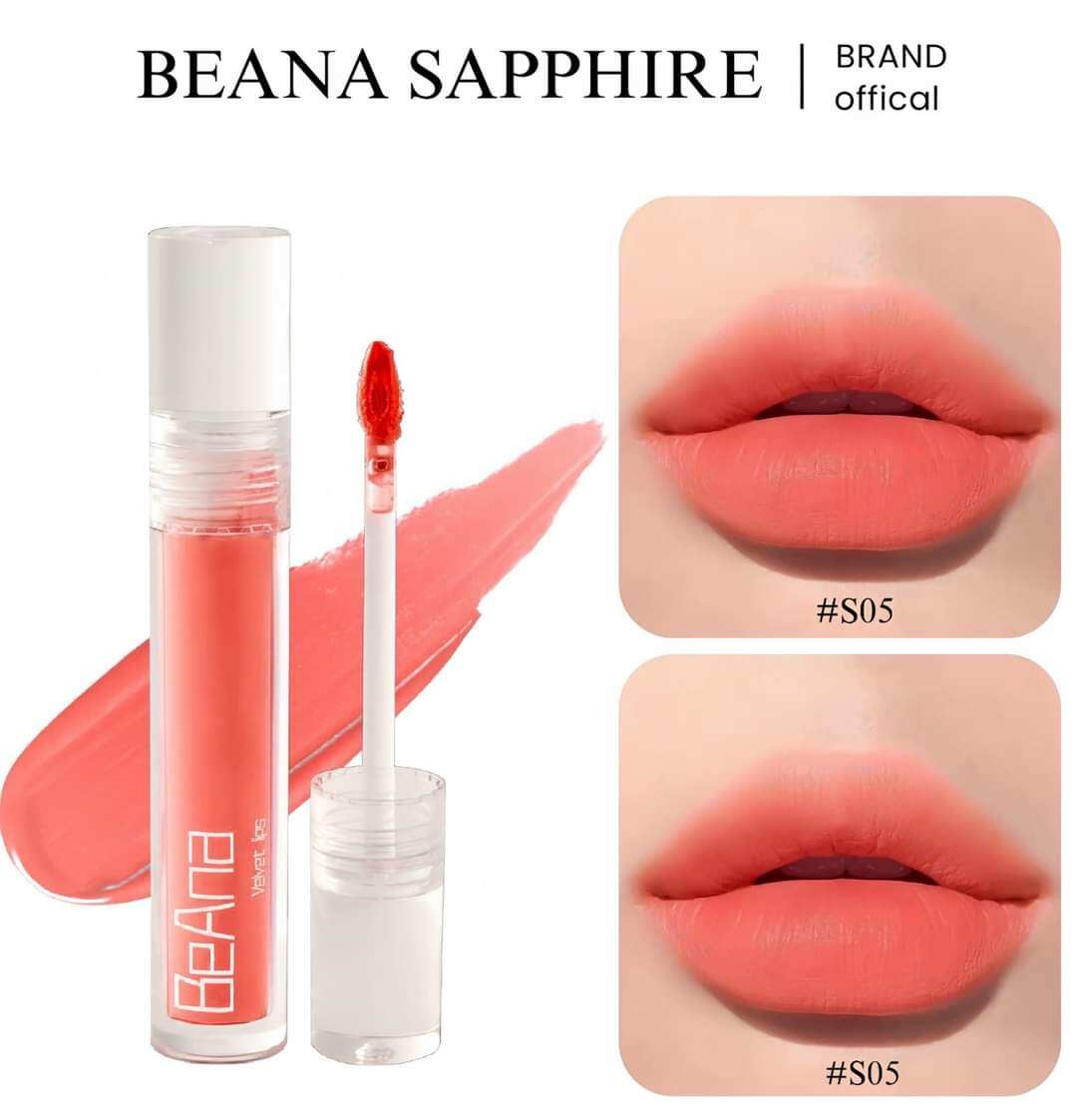 Son môi màu cam đào Beana Shapphiare màu Cam hồng thạch, cam hồng nude phiên bản mới nhất 2023 siêu đẹp, sang chảnh